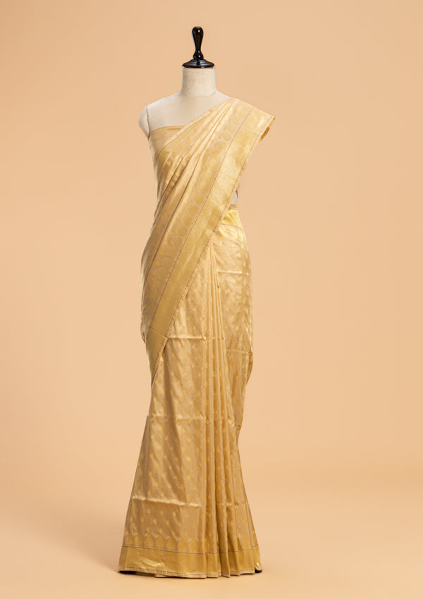 Beige Kadwa Butta Silk Saree