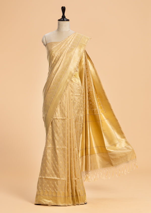 Beige Kadwa Butta Silk Saree