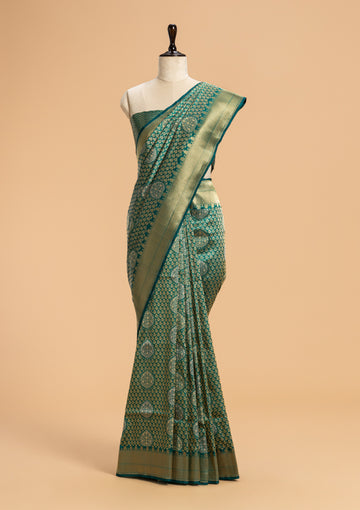 Rama Green Brocade Silk Saree