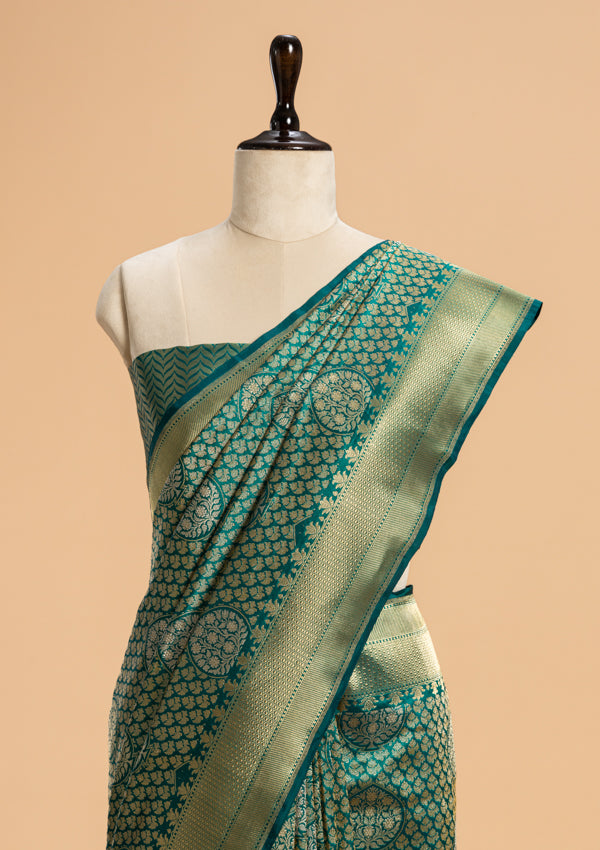 Rama Green Brocade Silk Saree