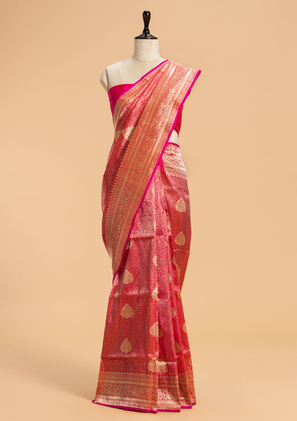 Rani Pink Brocade Silk Saree