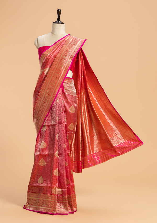Rani Pink Brocade Silk Saree