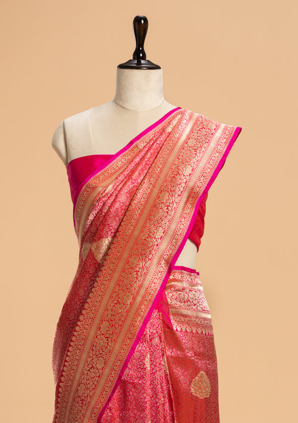 Rani Pink Brocade Silk Saree