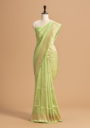 Light Green Jamdani Silk Saree