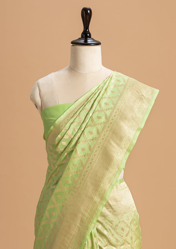 Light Green Jamdani Silk Saree