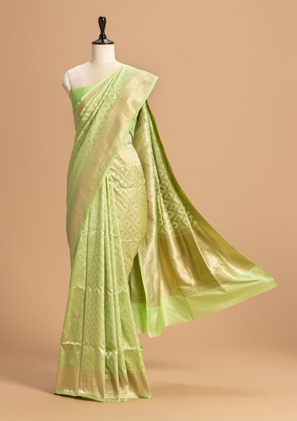 Light Green Jamdani Silk Saree