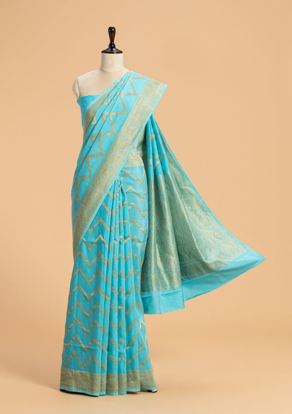 Firozi Kadwa Muslin Silk Saree
