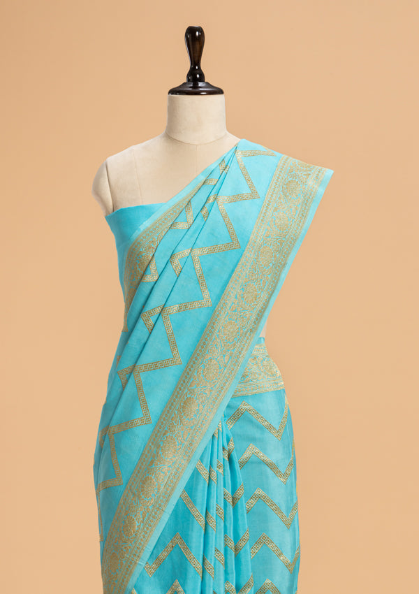 Firozi Kadwa Muslin Silk Saree