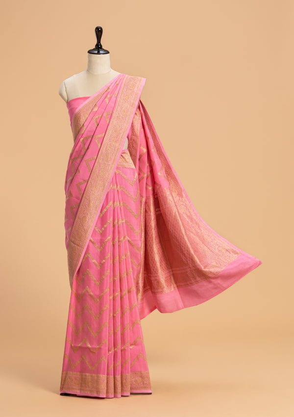 Pink Kadwa Muslin Silk Saree