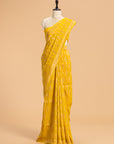Yellow Kadwa Jaal Muslin Silk Saree