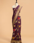 Wine Kadwa Butta Georgette Tussar Saree