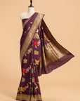 Wine Kadwa Butta Georgette Tussar Saree