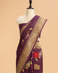 Wine Kadwa Butta Georgette Tussar Saree