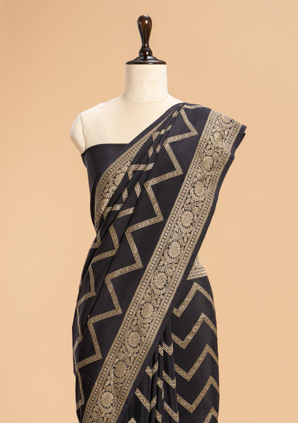 Black Kadwa Muslin Silk Saree