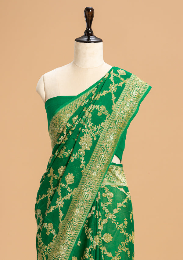 Green Kadwa Jaal Georgette Saree