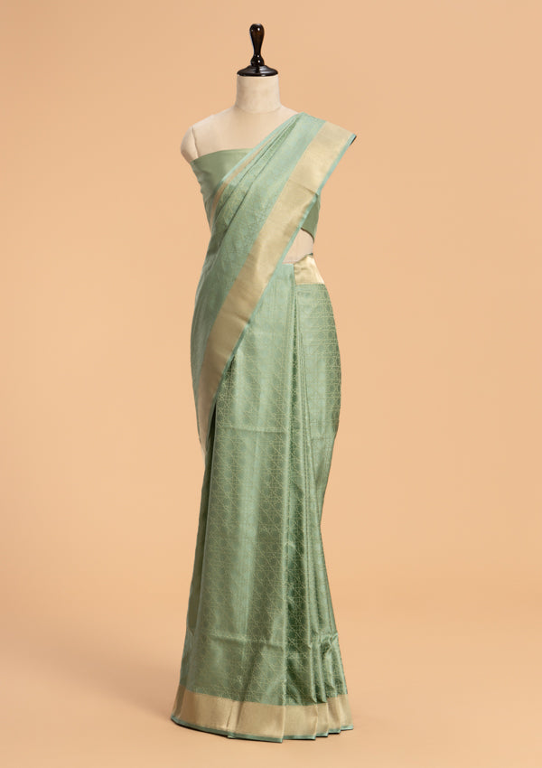 Sea Green Tanchoi Silk Saree