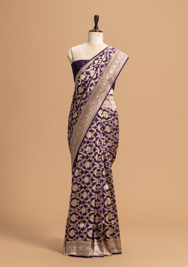 Purple Jamdani Silk Saree