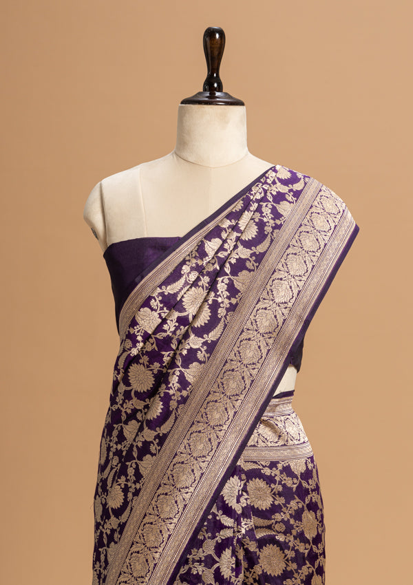 Purple Jamdani Silk Saree