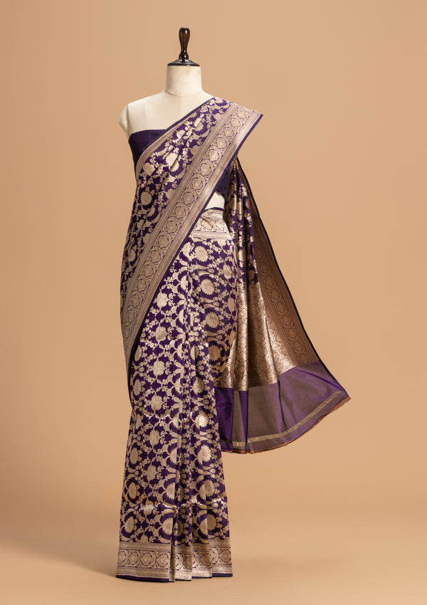 Purple Jamdani Silk Saree