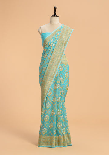 Firozi Kadwa Jaal Georgette Saree