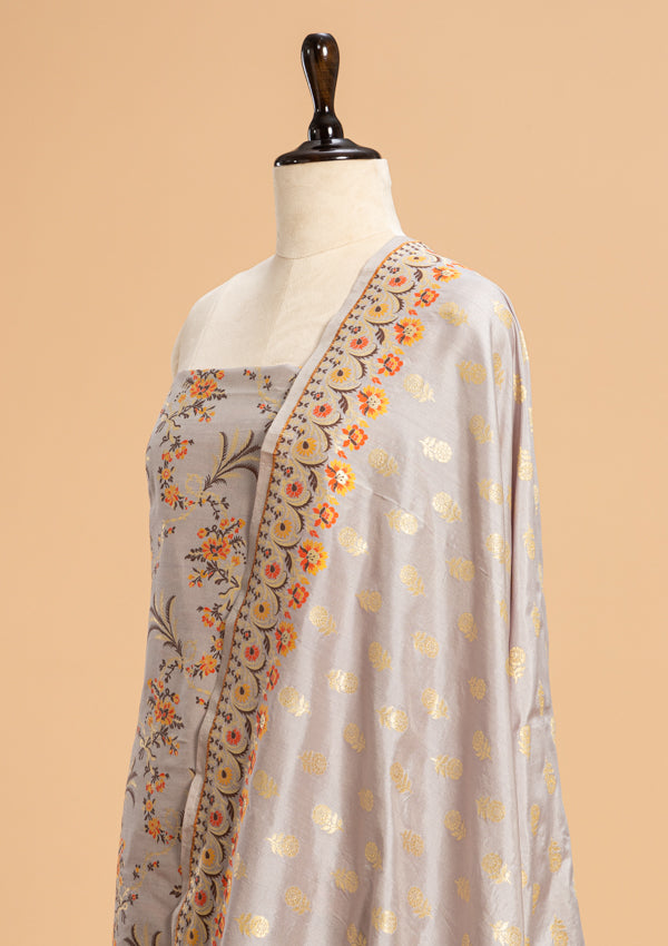 Grey Jamdani Silk Dress