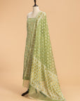 Pistachio Green Jamdani Cotton Net Dress
