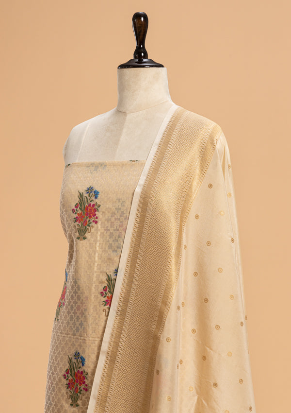 Off-White Jamdani Silk Dress