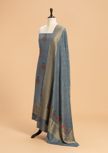 Grey Jamdani Silk Dress