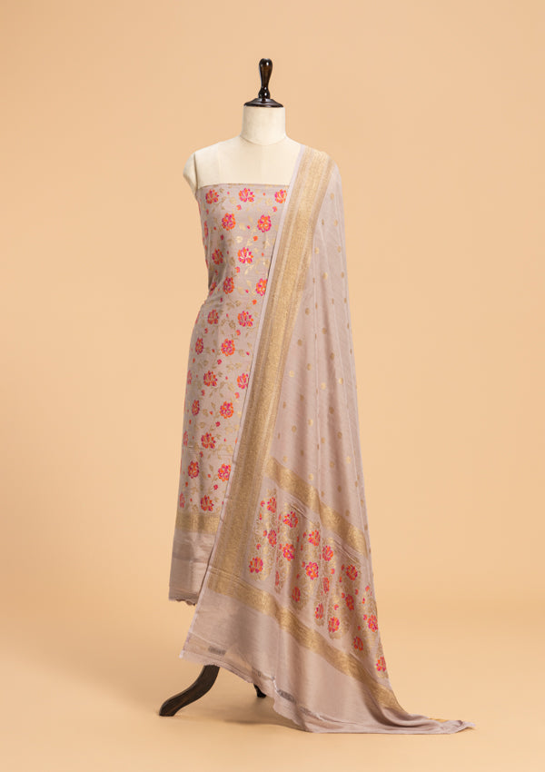 Lavender Jamdani Georgette Tussar Dress