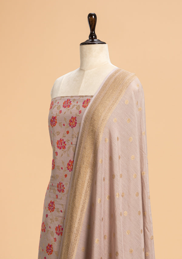 Lavender Jamdani Georgette Tussar Dress