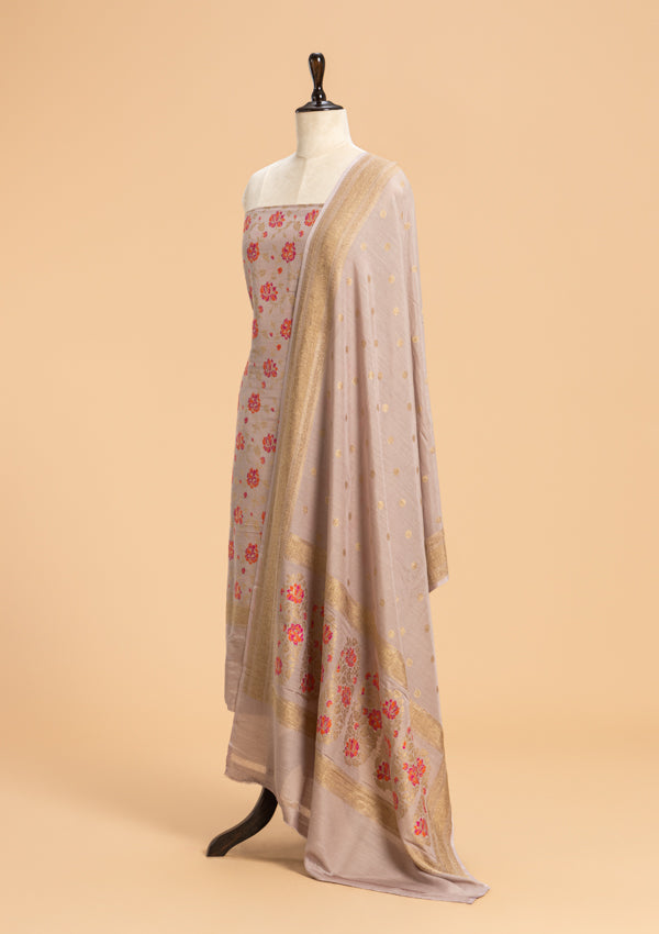Lavender Jamdani Georgette Tussar Dress