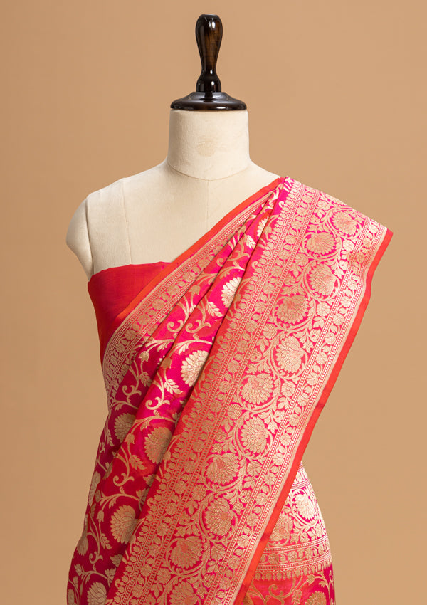 Rani Pink Jamdani Silk Saree