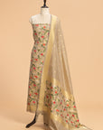 Fawn Jamdani Silk Dress