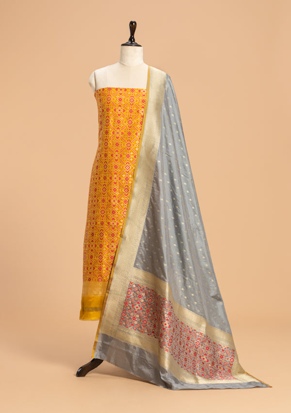 Grey Pan Patola Silk Dress