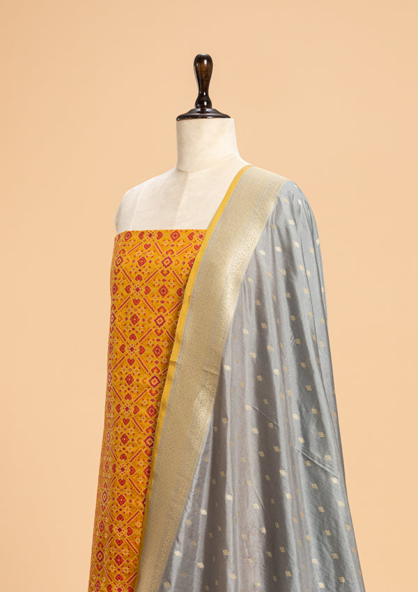 Grey Pan Patola Silk Dress