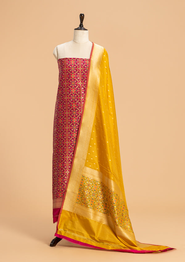 Mustard Pan Patola Silk Dress