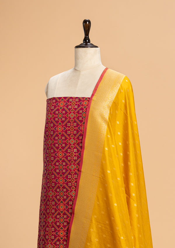 Mustard Pan Patola Silk Dress