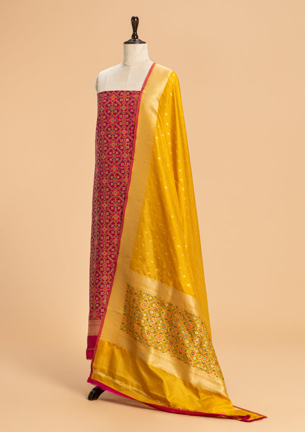 Mustard Pan Patola Silk Dress