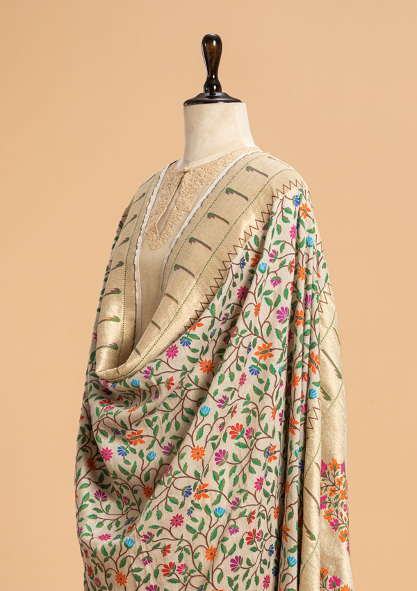 Off-White Jamdani Georgette Tussar Dupatta