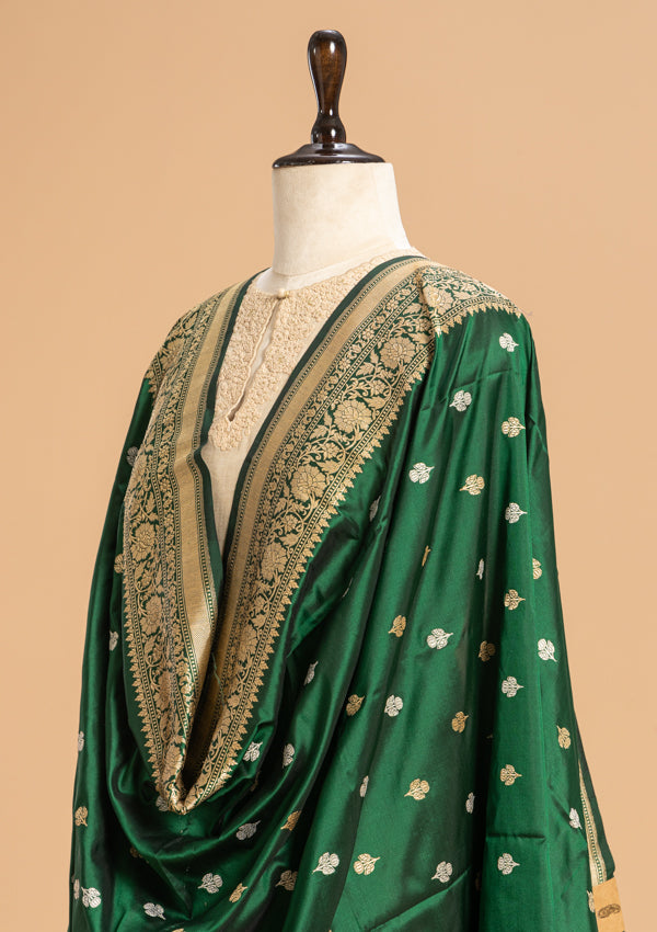 Bottle Green Kadwa Silk Dupatta