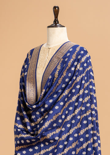 Royal Blue Kadwa Silk Dupatta