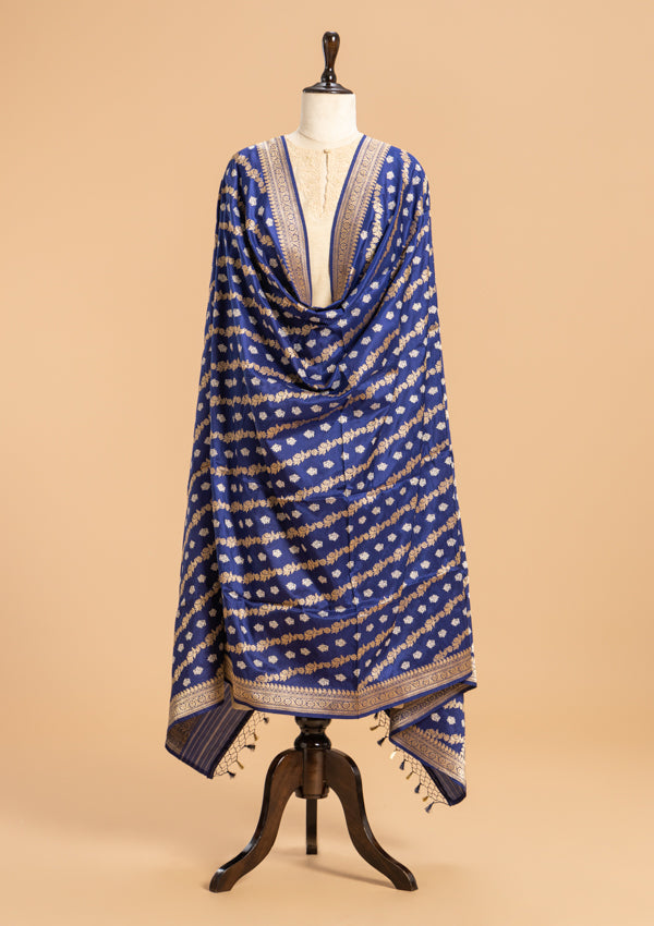 Royal Blue Kadwa Silk Dupatta