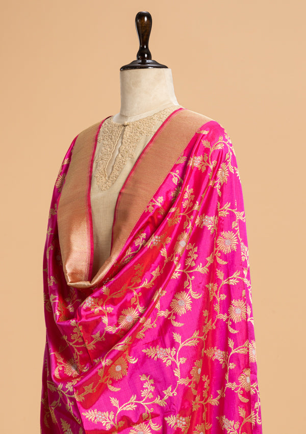 Pink Kadwa Silk Dupatta