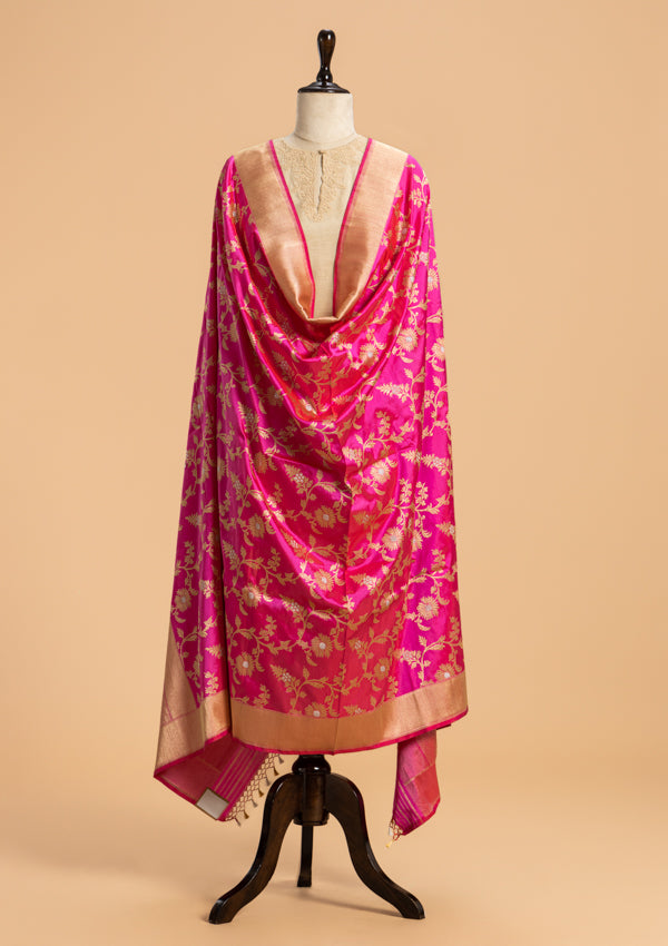 Pink Kadwa Silk Dupatta