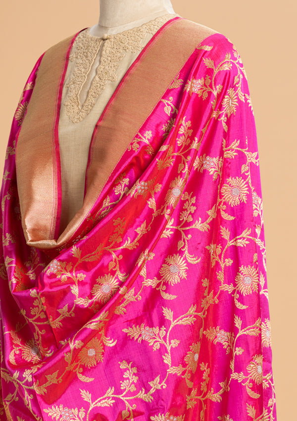 Pink Kadwa Silk Dupatta