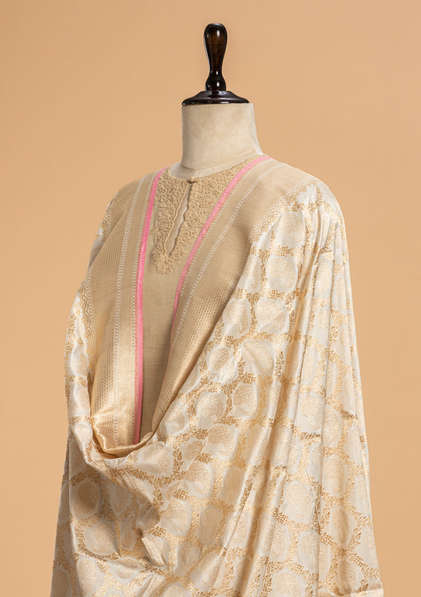 Off-White Kadwa Silk Dupatta