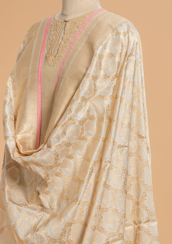 Off-White Kadwa Silk Dupatta