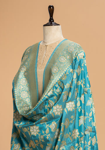 Sky Blue Kadwa Silk Dupatta