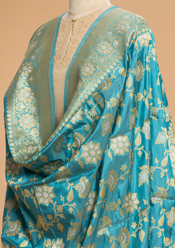 Sky Blue Kadwa Silk Dupatta