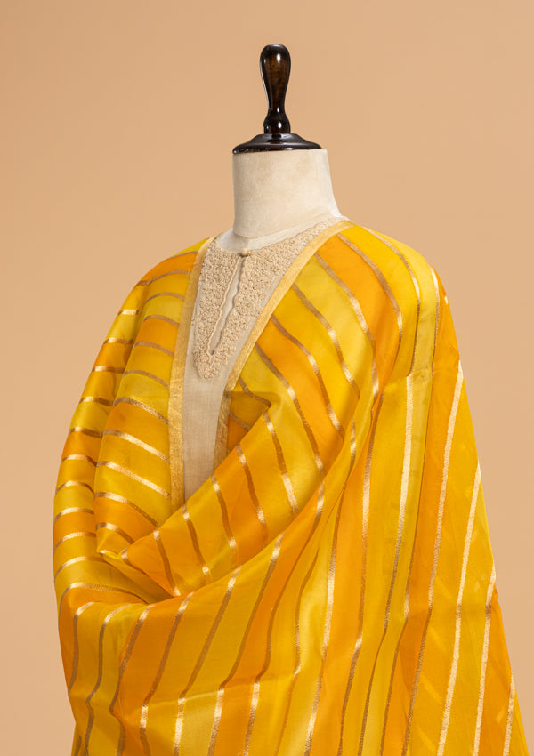 Yellow Kadwa Kora Silk Dupatta